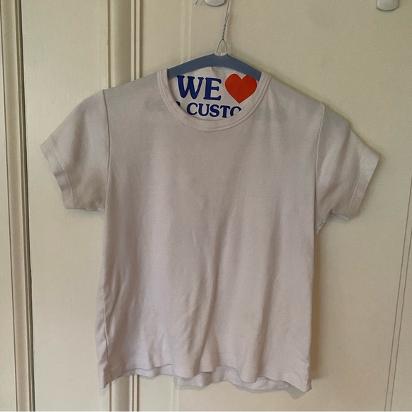 Brandy Melville White Ribbed Tee - Picture 1 of 4